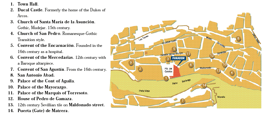 Arcos Parador and city map
